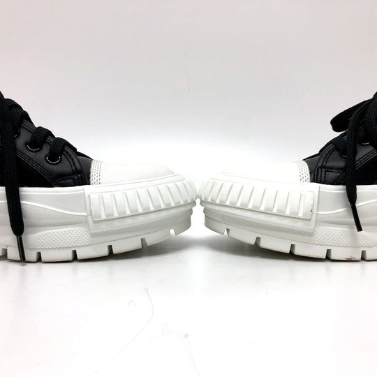 LOUIS VUITTON sneakers leather black Squad Line Studded Women 36.5 Used Authentic