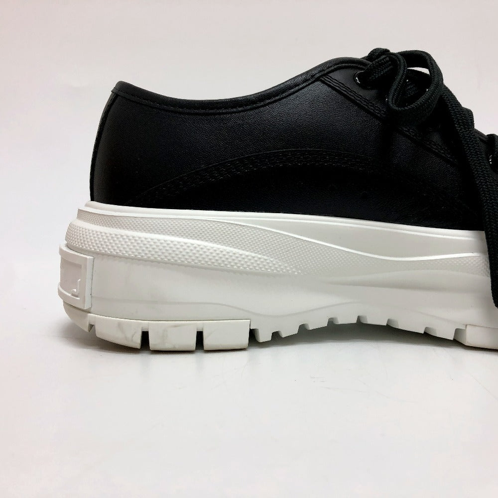LOUIS VUITTON sneakers leather black Squad Line Studded Women 36.5 Used Authentic