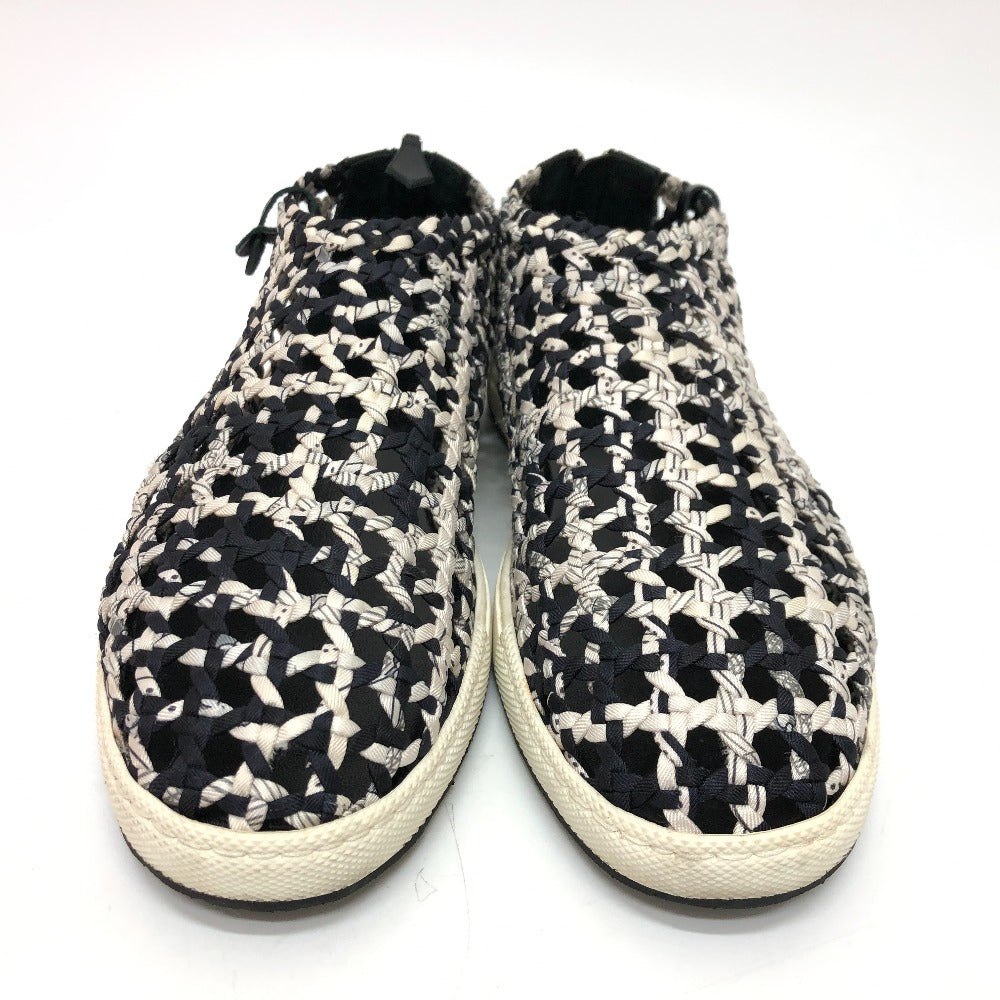 HERMES sneakers Silk, Leather Black type Slip-on Mesh Women 36.5 Used Authentic