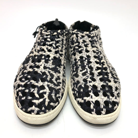 HERMES sneakers Silk, Leather Black type Slip-on Mesh Women 36.5 Used Authentic