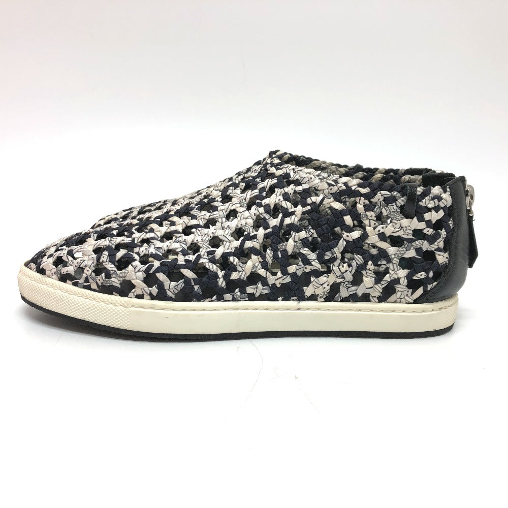 HERMES sneakers Silk, Leather Black type Slip-on Mesh Women 36.5 Used Authentic