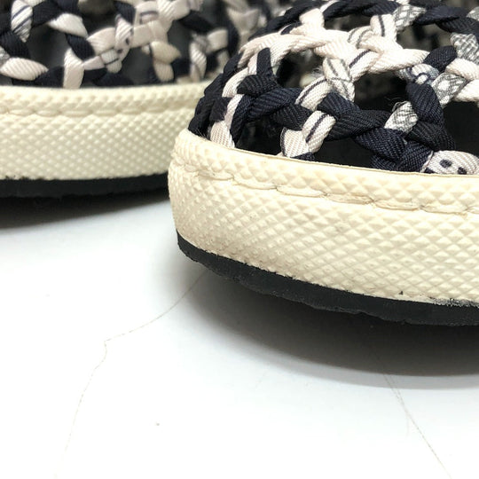 HERMES sneakers Silk, Leather Black type Slip-on Mesh Women 36.5 Used Authentic