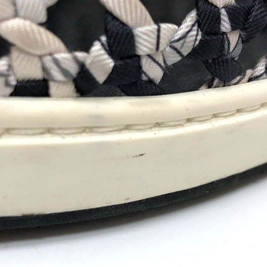 HERMES sneakers Silk, Leather Black type Slip-on Mesh Women 36.5 Used Authentic