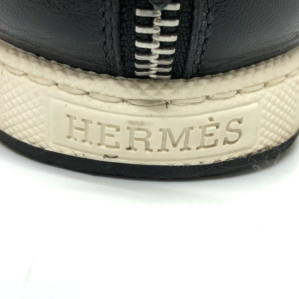 HERMES sneakers Silk, Leather Black type Slip-on Mesh Women 36.5 Used Authentic