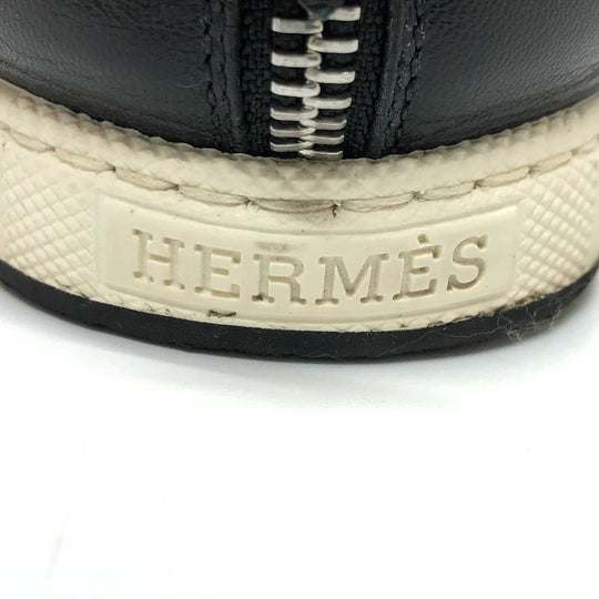 HERMES sneakers Silk, Leather Black type Slip-on Mesh Women 36.5 Used Authentic