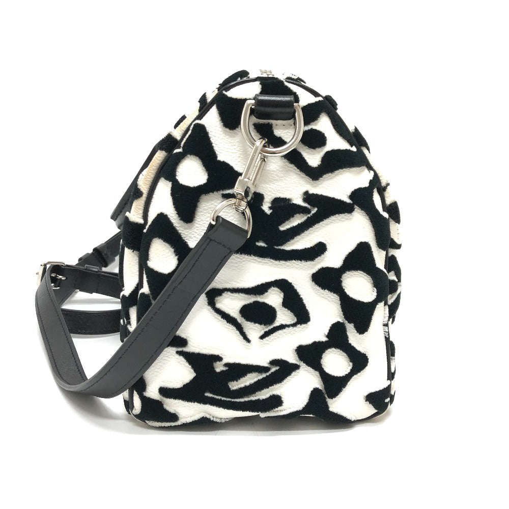 LOUIS VUITTON Boston Duffel bag M45563 leather White x black Tufted Monogram Canvas VxUF Speedy bandouliere 25 Women Used Authentic