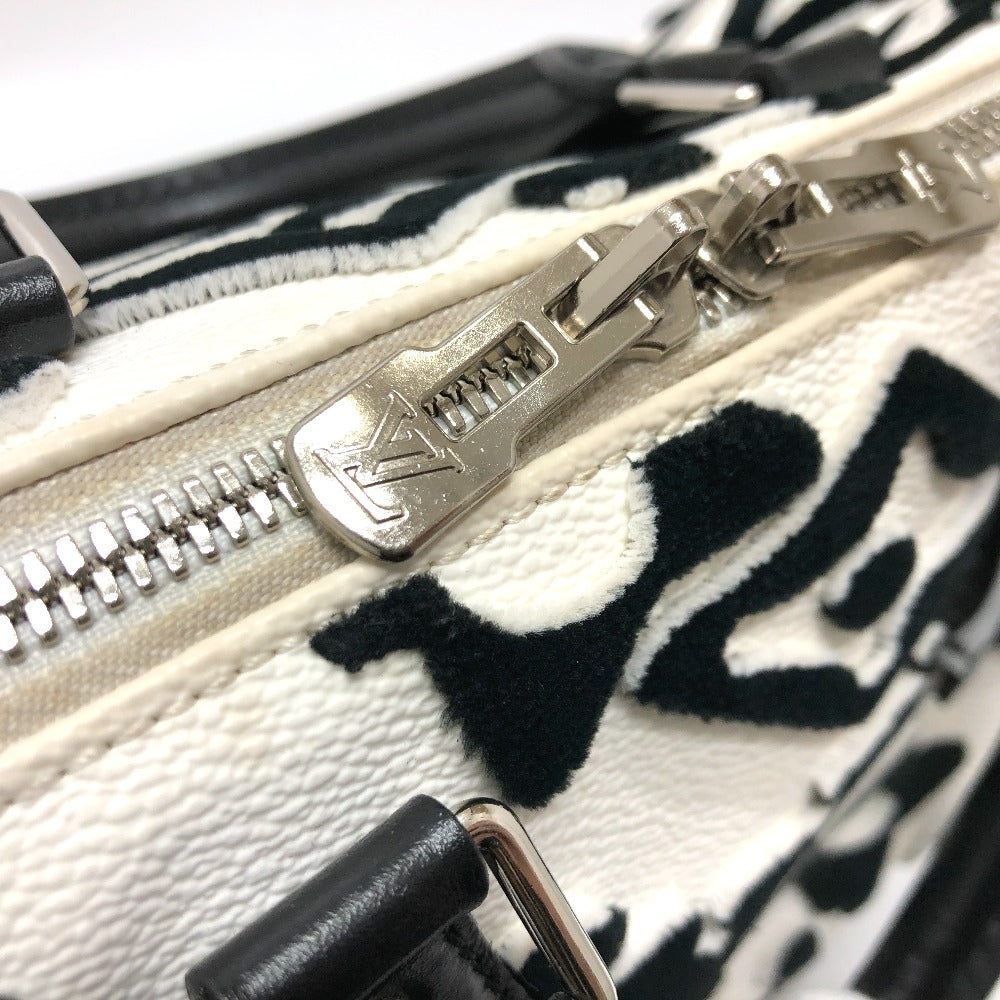 LOUIS VUITTON Boston Duffel bag M45563 leather White x black Tufted Monogram Canvas VxUF Speedy bandouliere 25 Women Used Authentic