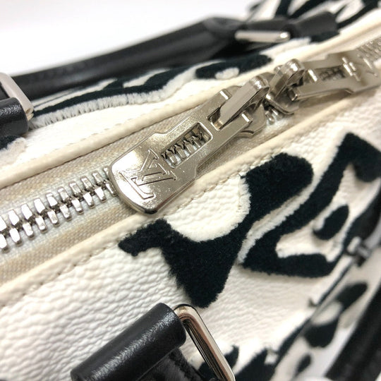 LOUIS VUITTON Boston Duffel bag M45563 leather White x black Tufted Monogram Canvas VxUF Speedy bandouliere 25 Women Used Authentic