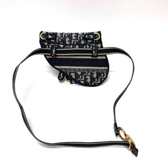 Dior Waist bag S5632CRIW Jacquard Navy saddle Women Used Authentic