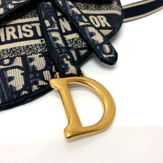 Dior Waist bag S5632CRIW Jacquard Navy saddle Women Used Authentic