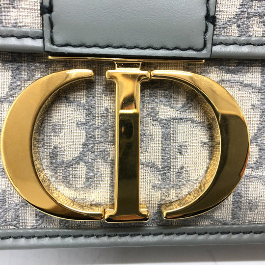 Dior Shoulder Bag Leather / canvas gray CD logo Montaigne Oblique Women Used Authentic