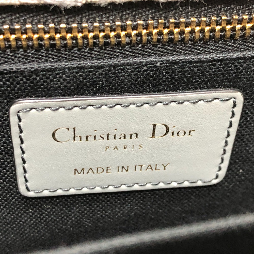 Dior Shoulder Bag Leather / canvas gray CD logo Montaigne Oblique Women Used Authentic