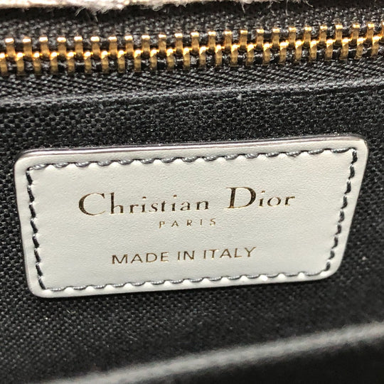 Dior Shoulder Bag Leather / canvas gray CD logo Montaigne Oblique Women Used Authentic