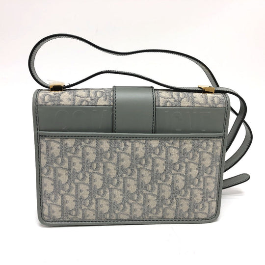 Dior Shoulder Bag Leather / canvas gray CD logo Montaigne Oblique Women Used Authentic