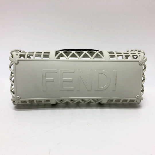 FENDI Handbag 8BH388 Rubber, Leather white Basket small