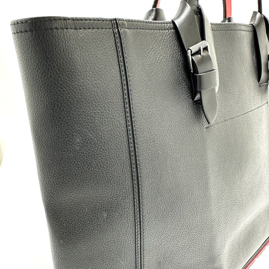 Christian Louboutin Tote Bag leather black logo mens Used Authentic
