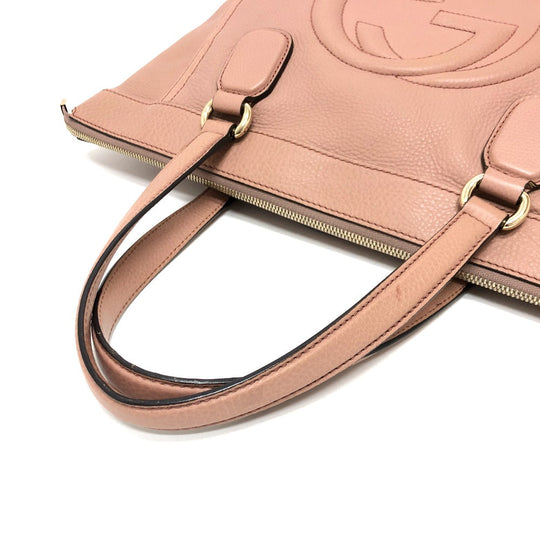 GUCCI Handbag 282307 leather pink beige Soho Interlocking G Women Used Authentic