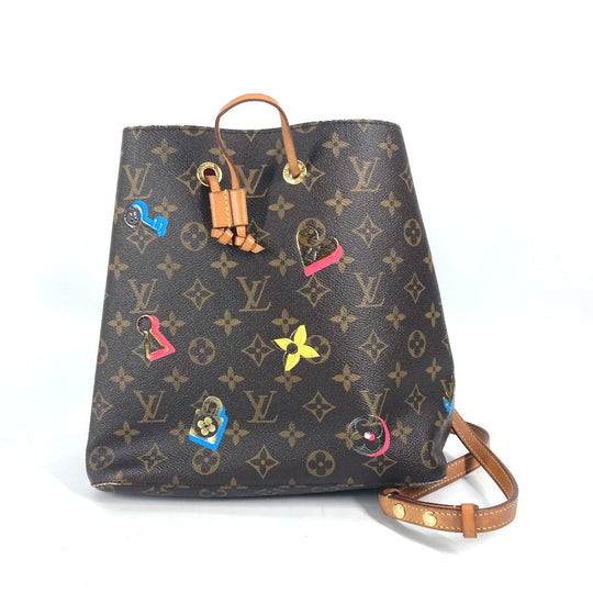 LOUIS VUITTON Shoulder Bag M44369 Monogram canvas Brown Monogram Love Block Neonoe Women Used Authentic
