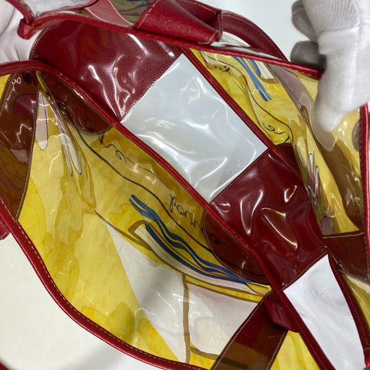 PRADA Shoulder Bag Plastics, Leather Red Plastics Bags logo Women Used Authentic