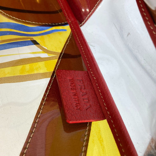 PRADA Shoulder Bag Plastics, Leather Red Plastics Bags logo Women Used Authentic