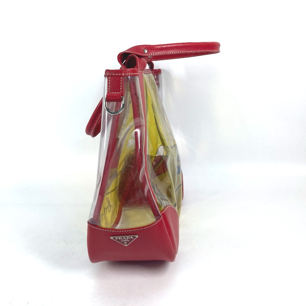 PRADA Shoulder Bag Plastics, Leather Red Plastics Bags logo Women Used Authentic