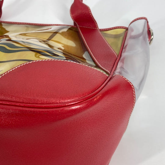 PRADA Shoulder Bag Plastics, Leather Red Plastics Bags logo Women Used Authentic