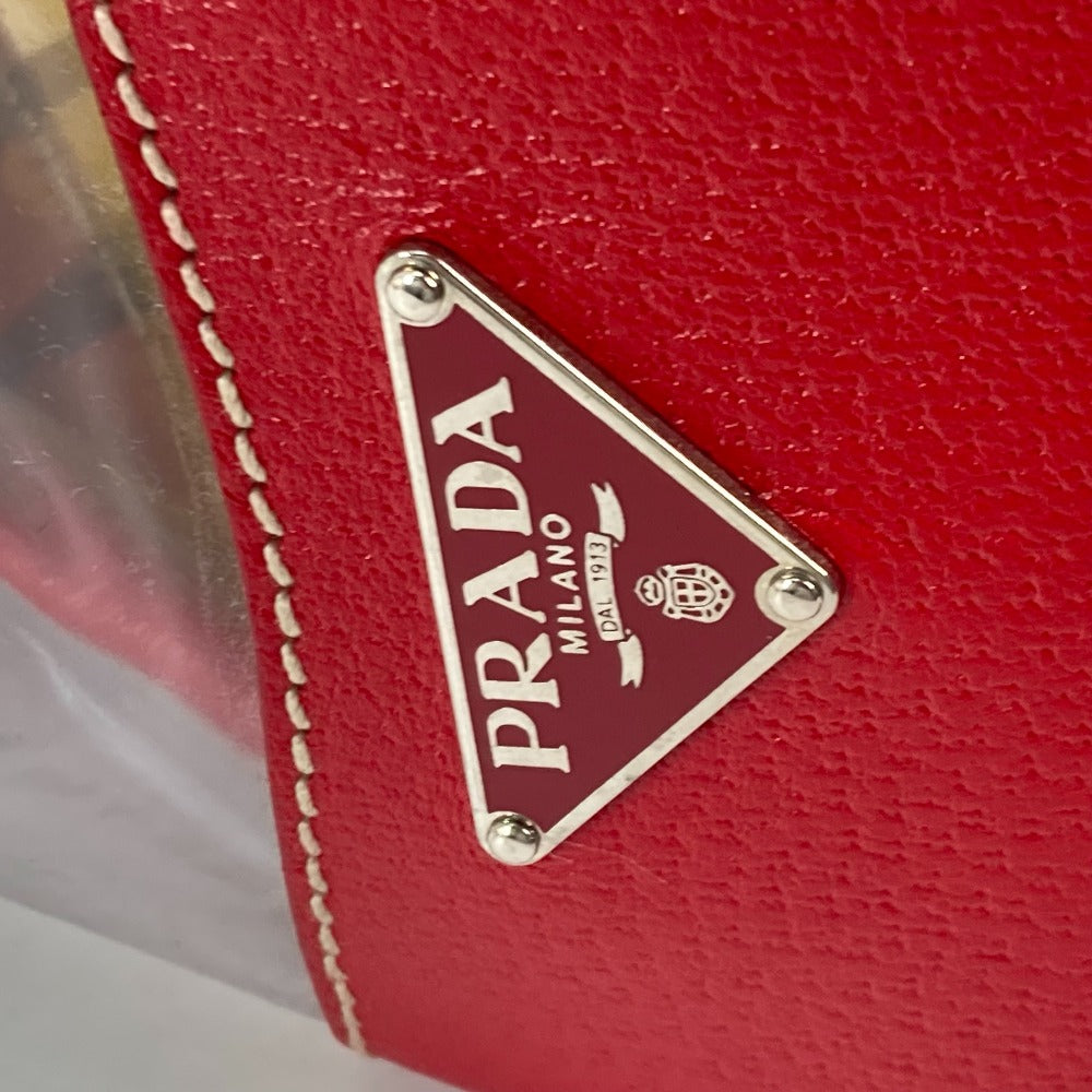 PRADA Shoulder Bag Plastics, Leather Red Plastics Bags logo Women Used Authentic