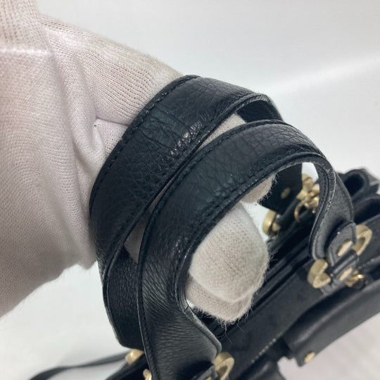 BVLGARI Handbag Leather / canvas black Bag Shoulder Bag Tote Bag Logo mania Women Used Authentic
