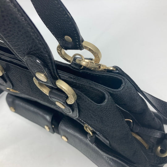 BVLGARI Handbag Leather / canvas black Bag Shoulder Bag Tote Bag Logo mania Women Used Authentic