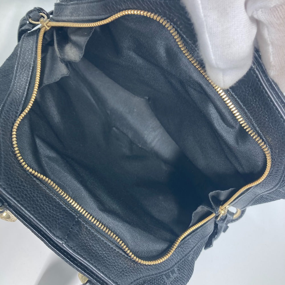 BVLGARI Handbag Leather / canvas black Bag Shoulder Bag Tote Bag Logo mania Women Used Authentic