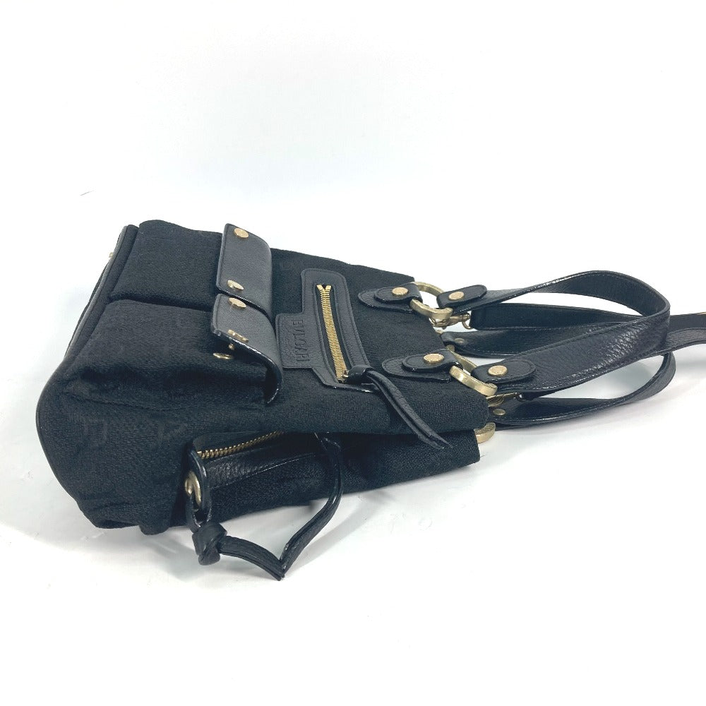 BVLGARI Handbag Leather / canvas black Bag Shoulder Bag Tote Bag Logo mania Women Used Authentic