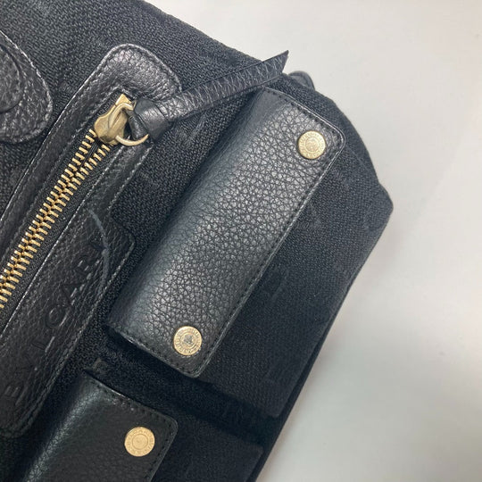 BVLGARI Handbag Leather / canvas black Bag Shoulder Bag Tote Bag Logo mania Women Used Authentic