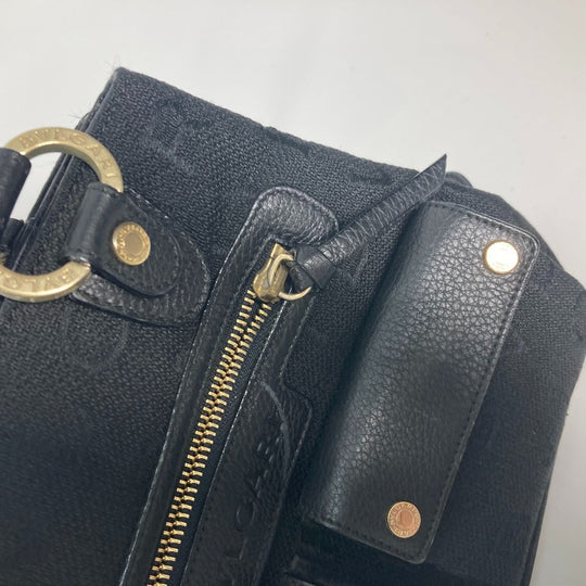BVLGARI Handbag Leather / canvas black Bag Shoulder Bag Tote Bag Logo mania Women Used Authentic