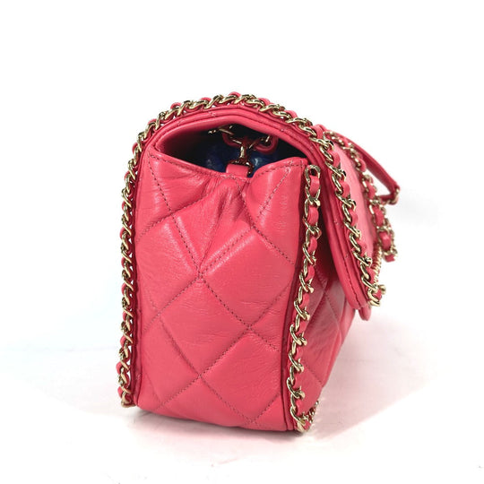 CHANEL Shoulder Bag leather pink Round Chain CC COCO Mark Women Used Authentic