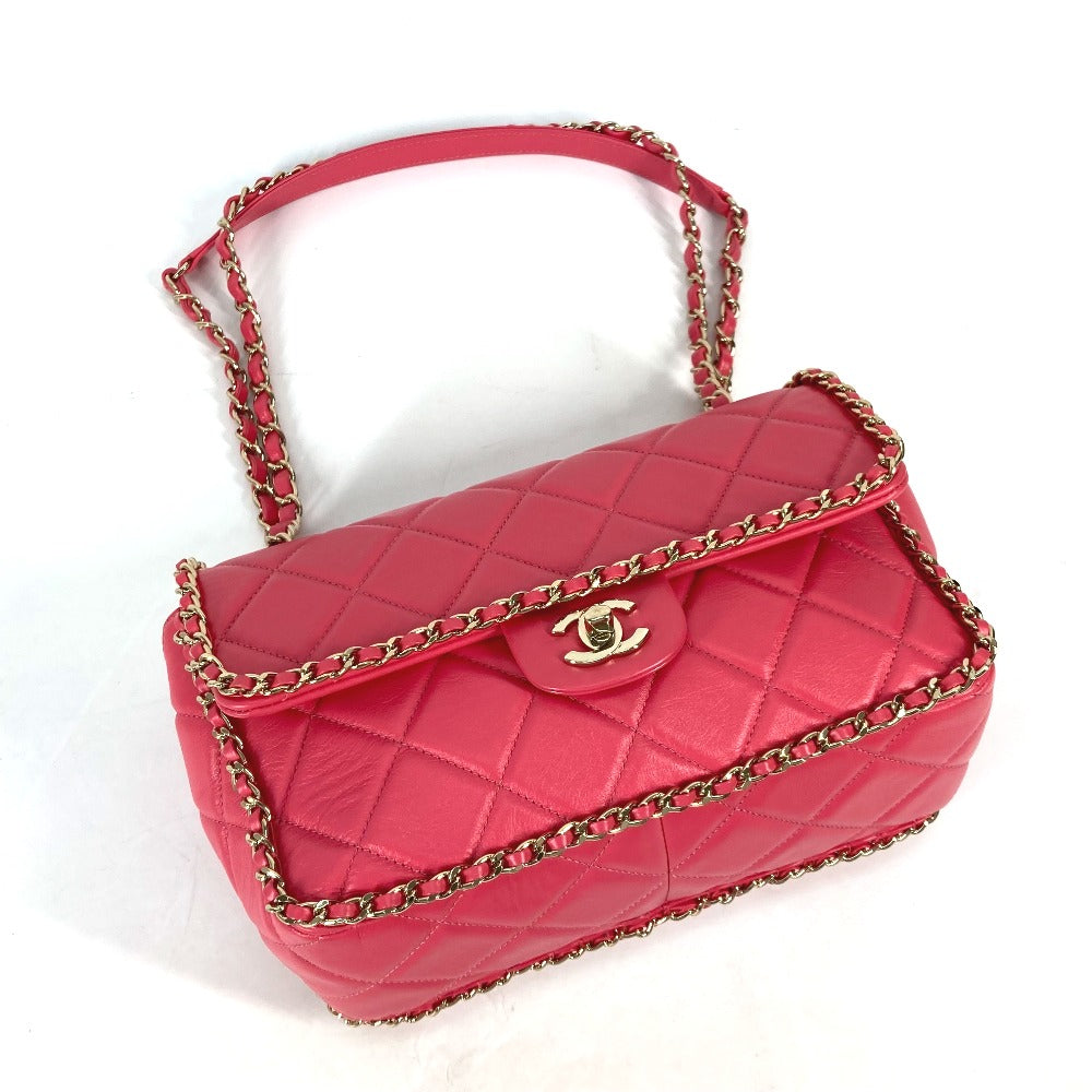 CHANEL Shoulder Bag leather pink Round Chain CC COCO Mark Women Used Authentic