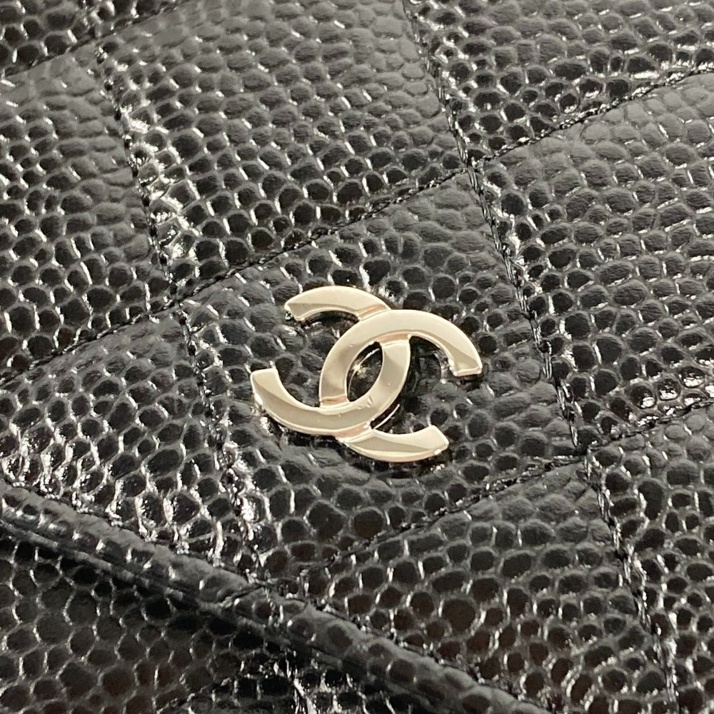 CHANEL Long Wallet Purse AP0250 Caviar skin black Quilting CC Matelasse COCO Mark Classic Chain Wallet Women Used Authentic