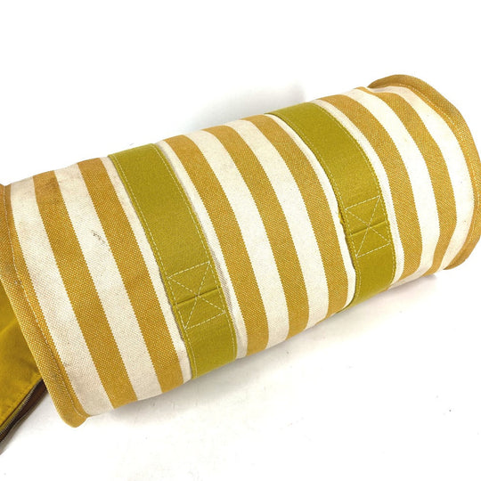 HERMES Tote Bag canvas yellow With porch Cannes MM Stripes Women Used Authentic