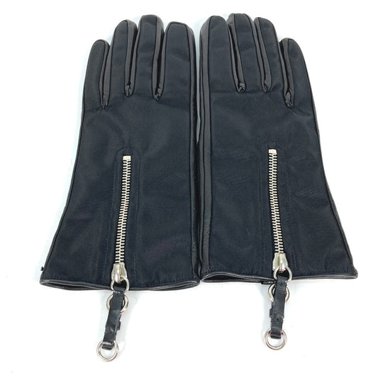 PRADA gloves lambskin black Glove mens 8 Used Authentic
