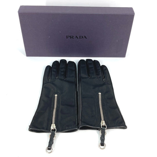 PRADA gloves lambskin black Glove mens 8 Used Authentic