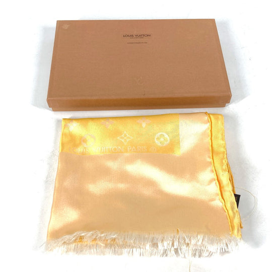 LOUIS VUITTON shawl silk yellow Monogram Women Used Authentic