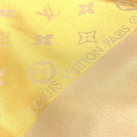 LOUIS VUITTON shawl silk yellow Monogram Women Used Authentic
