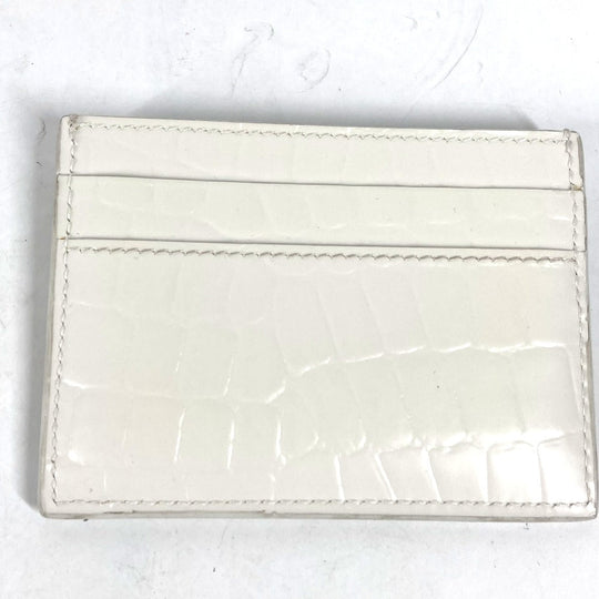 BALENCIAGA Card Case 640109 Crocodile embossed leather white logo mens Used Authentic