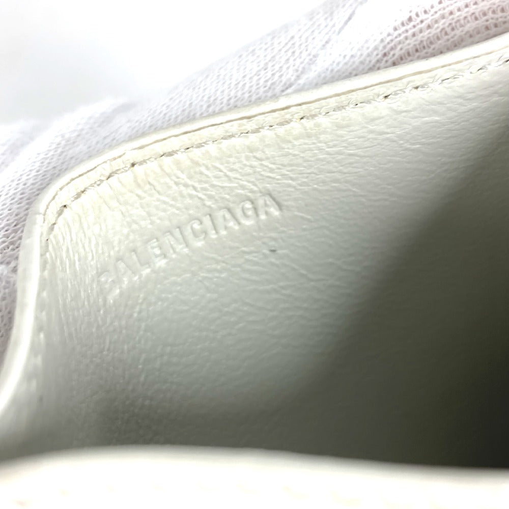 BALENCIAGA Card Case 640109 Crocodile embossed leather white logo mens Used Authentic