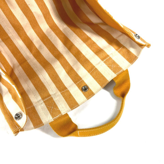 HERMES Handbag canvas Orange With porch Cannes PM Stripe Women Used Authentic