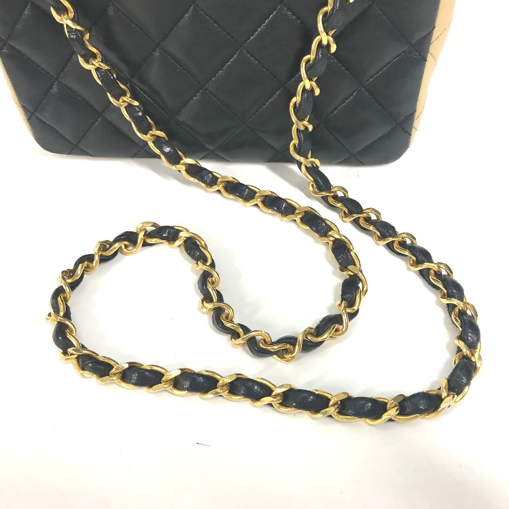 CHANEL Shoulder Bag lambskin beige By color CC COCO Mark Matelasse Quilting Women Used Authentic