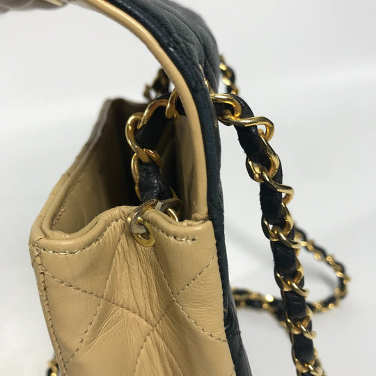 CHANEL Shoulder Bag lambskin beige By color CC COCO Mark Matelasse Quilting Women Used Authentic