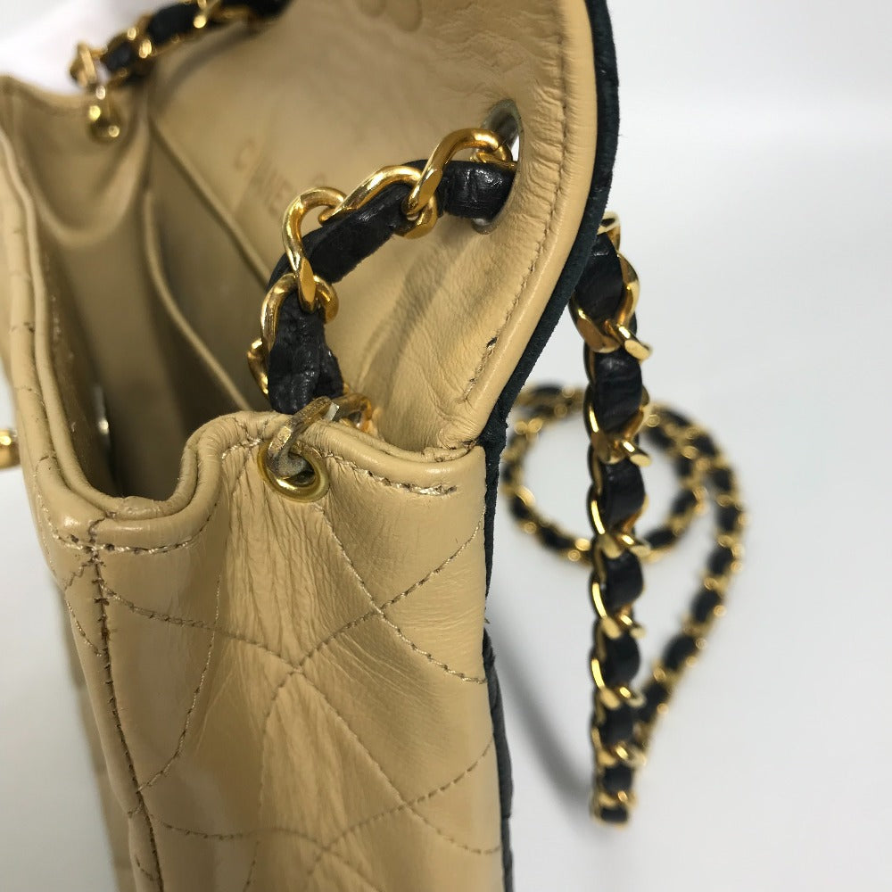 CHANEL Shoulder Bag lambskin beige By color CC COCO Mark Matelasse Quilting Women Used Authentic