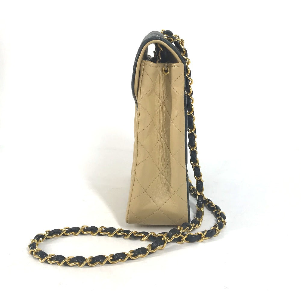 CHANEL Shoulder Bag lambskin beige By color CC COCO Mark Matelasse Quilting Women Used Authentic