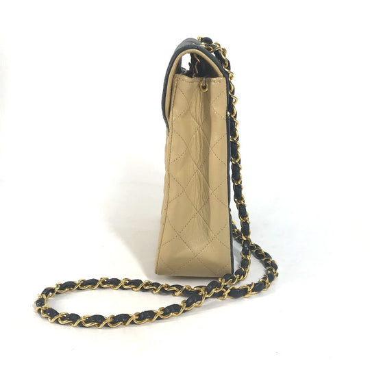 CHANEL Shoulder Bag lambskin beige By color CC COCO Mark Matelasse Quilting Women Used Authentic