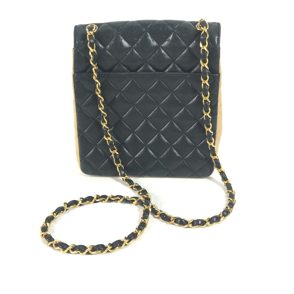 CHANEL Shoulder Bag lambskin beige By color CC COCO Mark Matelasse Quilting Women Used Authentic